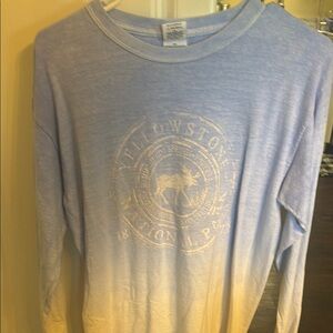 Blue and Cream Long Sleeve Shirt Medium
